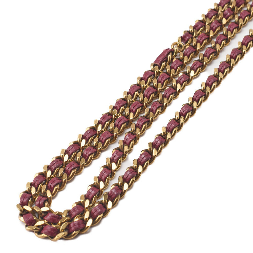 CHANEL Chain Wallet Caviar Skin Push Lock Coco Mark Red Gold-Tone Hardware, Pre-Owned