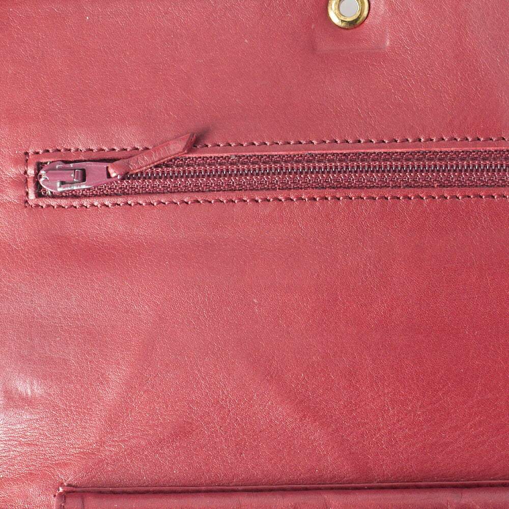 CHANEL Chain Wallet Caviar Skin Push Lock Coco Mark Red Gold-Tone Hardware, Pre-Owned