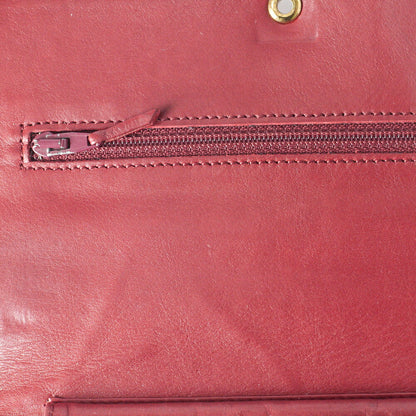 CHANEL Chain Wallet Caviar Skin Push Lock Coco Mark Red Gold-Tone Hardware, Pre-Owned