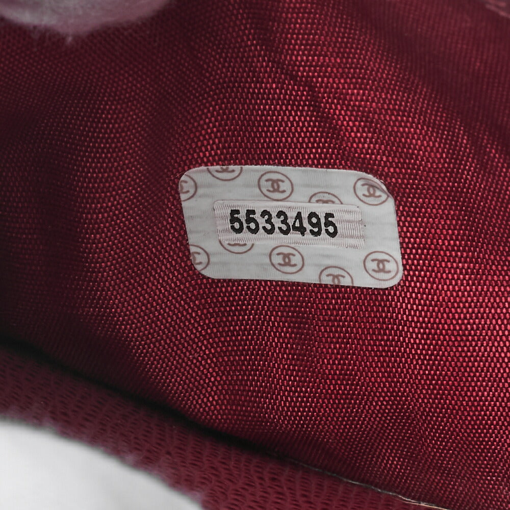 CHANEL Chain Wallet Caviar Skin Push Lock Coco Mark Red Gold-Tone Hardware, Pre-Owned