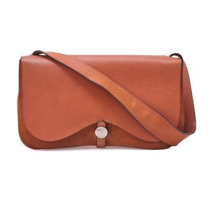 HERMES Sack Colorado MM Shoulder Bag Liege x Canvas Orange Silver-Tone Hardware, Pre-Owned