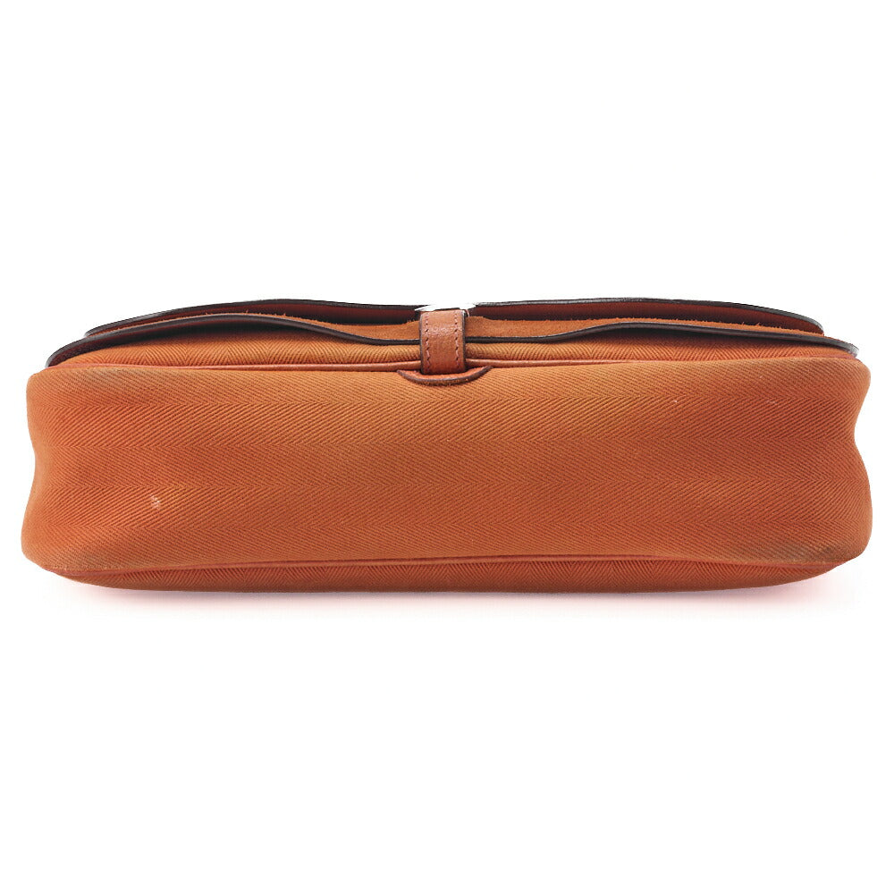 HERMES Sack Colorado MM Shoulder Bag Liege x Canvas Orange Silver-Tone Hardware, Pre-Owned