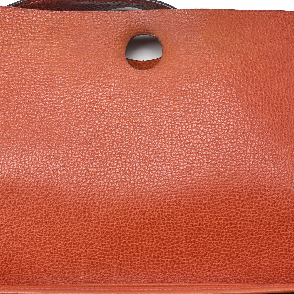 HERMES Sack Colorado MM Shoulder Bag Liege x Canvas Orange Silver-Tone Hardware, Pre-Owned