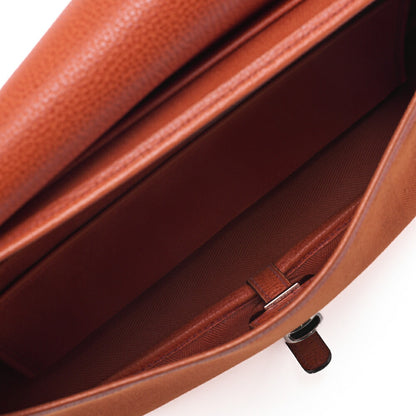 HERMES Sack Colorado MM Shoulder Bag Liege x Canvas Orange Silver-Tone Hardware, Pre-Owned