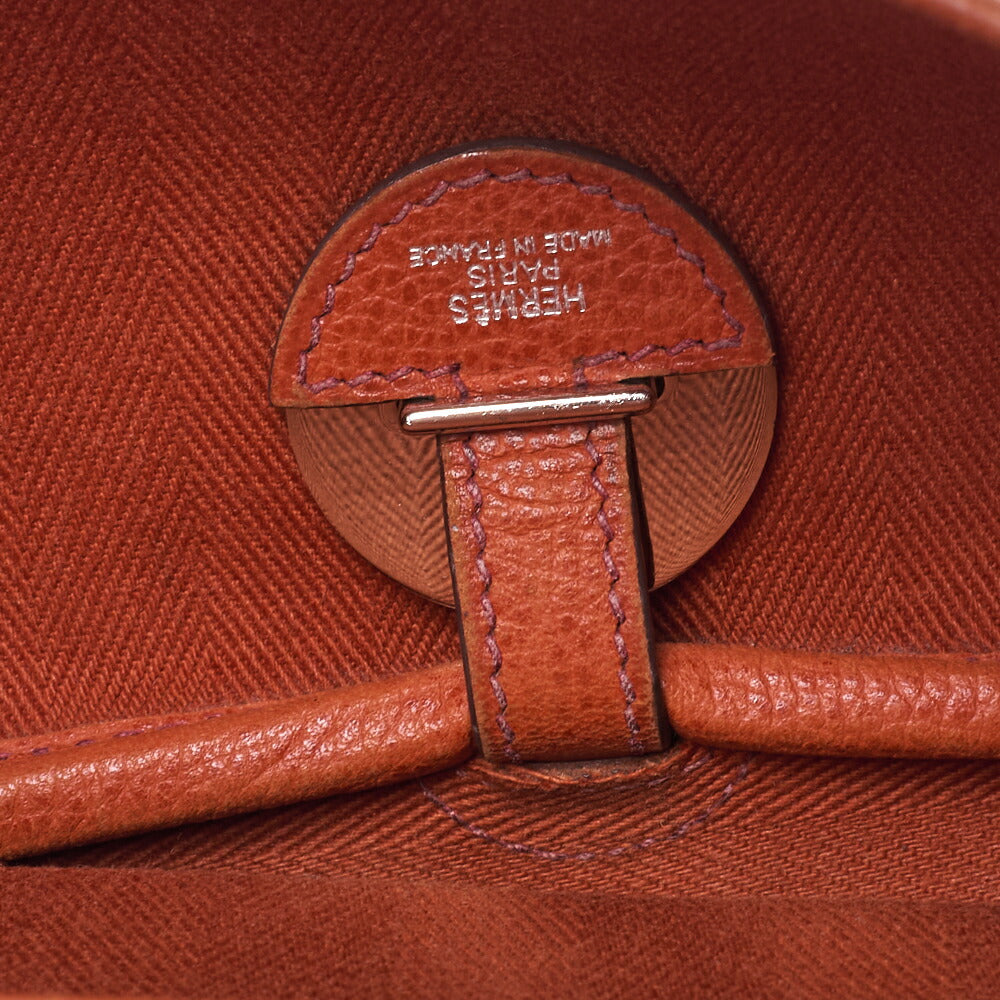 HERMES Sack Colorado MM Shoulder Bag Liege x Canvas Orange Silver-Tone Hardware, Pre-Owned