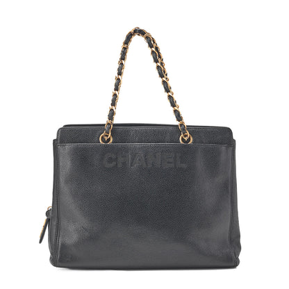 CHANEL Handbag Logo Mark Plate Charm Black Gold-Tone Hardware, Pre-Owned