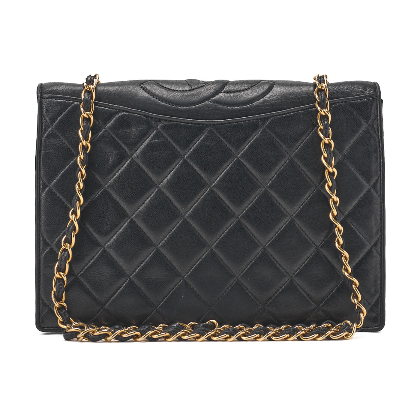 CHANEL Chain Shoulder Bag Top Coco Full Flap Push Lock Lambskin Black Coco Mark Gold-Tone Hardware, Pre-Owned