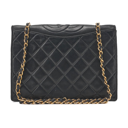 CHANEL Chain Shoulder Bag Top Coco Full Flap Push Lock Lambskin Black Coco Mark Gold-Tone Hardware, Pre-Owned