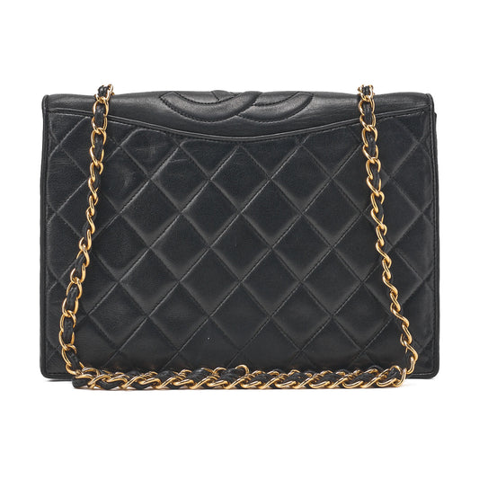CHANEL Chain Shoulder Bag Top Coco Full Flap Push Lock Lambskin Black Coco Mark Gold-Tone Hardware, Pre-Owned