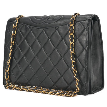 CHANEL Chain Shoulder Bag Top Coco Full Flap Push Lock Lambskin Black Coco Mark Gold-Tone Hardware, Pre-Owned