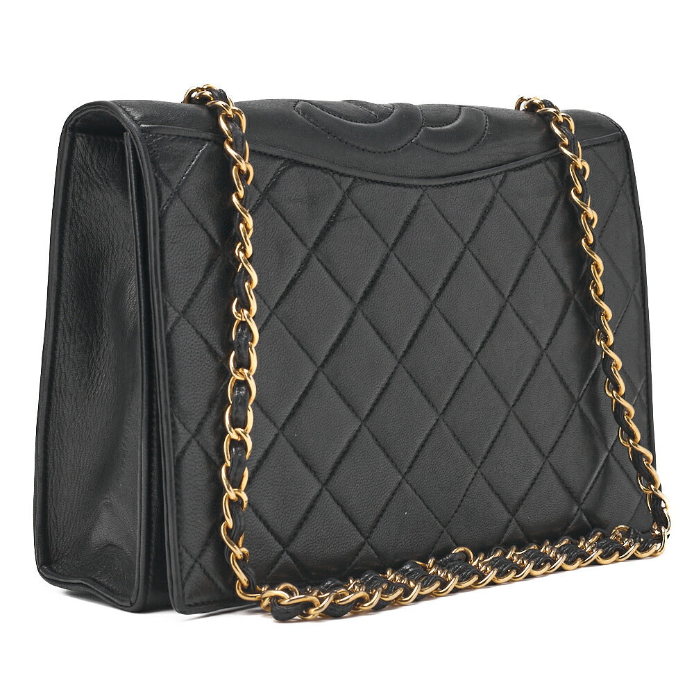 CHANEL Chain Shoulder Bag Top Coco Full Flap Push Lock Lambskin Black Coco Mark Gold-Tone Hardware, Pre-Owned
