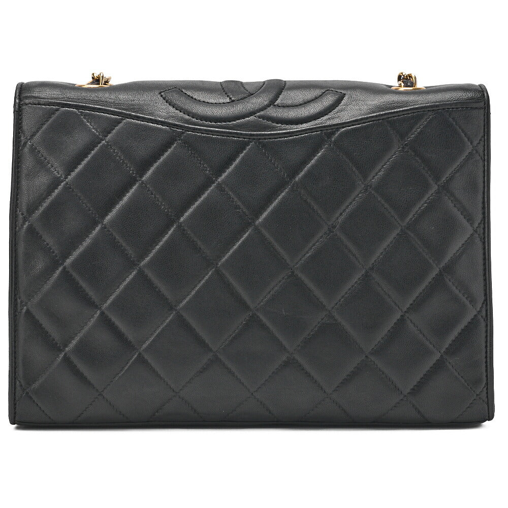 CHANEL Chain Shoulder Bag Top Coco Full Flap Push Lock Lambskin Black Coco Mark Gold-Tone Hardware, Pre-Owned