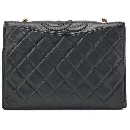 CHANEL Chain Shoulder Bag Top Coco Full Flap Push Lock Lambskin Black Coco Mark Gold-Tone Hardware, Pre-Owned