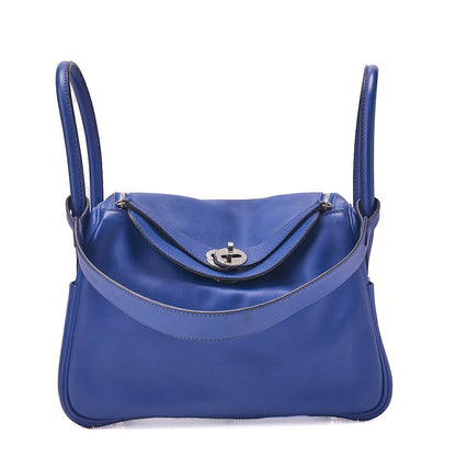 HERMES Shoulder Bag Lindy 26 2way Swift Blue Royale x Bamboo  Silver-Tone Hardware, Pre-Owned