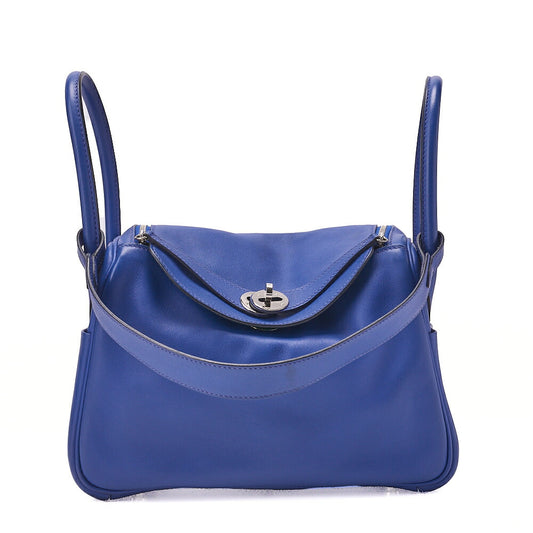 HERMES Shoulder Bag Lindy 26 2way Swift Blue Royale x Bamboo  Silver-Tone Hardware, Pre-Owned