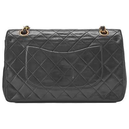 CHANEL Chain Shoulder Bag Matelasse Double Flap 25cm Lambskin Black Gold-Tone Hardware, Pre-Owned