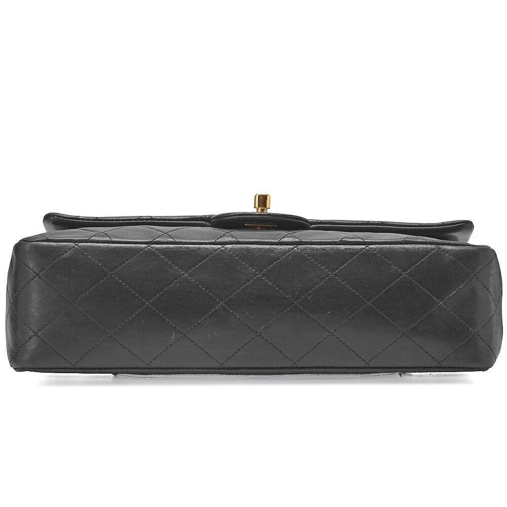CHANEL Chain Shoulder Bag Matelasse Double Flap 25cm Lambskin Black Gold-Tone Hardware, Pre-Owned