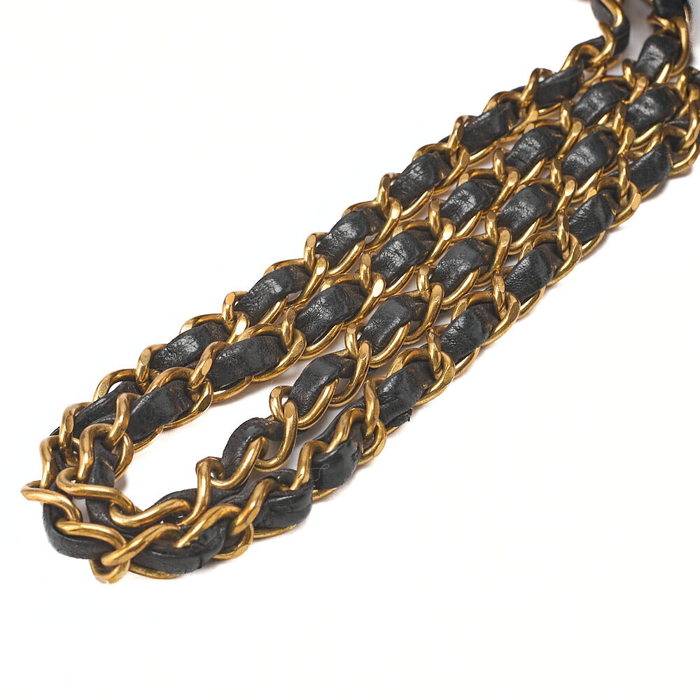 CHANEL Chain Shoulder Bag Matelasse Double Flap 25cm Lambskin Black Gold-Tone Hardware, Pre-Owned