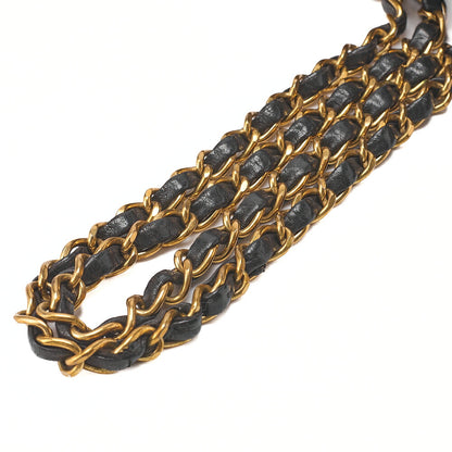 CHANEL Chain Shoulder Bag Matelasse Double Flap 25cm Lambskin Black Gold-Tone Hardware, Pre-Owned