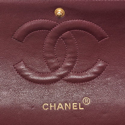 CHANEL Chain Shoulder Bag Matelasse Double Flap 25cm Lambskin Black Gold-Tone Hardware, Pre-Owned