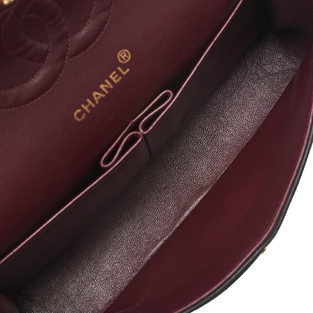 CHANEL Chain Shoulder Bag Matelasse Double Flap 25cm Lambskin Black Gold-Tone Hardware, Pre-Owned