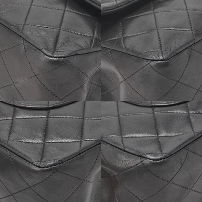 CHANEL Chain Shoulder Bag Matelasse Double Flap 25cm Lambskin Black Gold-Tone Hardware, Pre-Owned