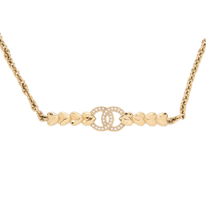 CHANEL Coco Mark Heart Rhinestone B23P Necklace GP Gold-Tone Hardware, Pre-Owned