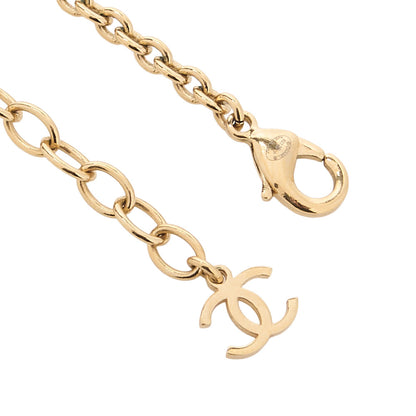 CHANEL Coco Mark Heart Rhinestone B23P Necklace GP Gold-Tone Hardware, Pre-Owned