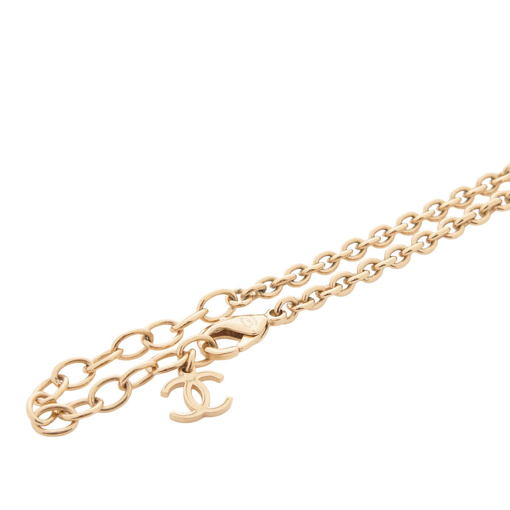 CHANEL Coco Mark Heart Rhinestone B23P Necklace GP Gold-Tone Hardware, Pre-Owned