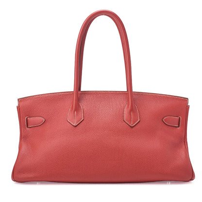 HERMES Shoulder Birkin Handbag Tryon Clemence Rouge Pivoine rougepivoine Silver-Tone Hardware, Pre-Owned
