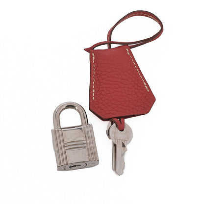 HERMES Shoulder Birkin Handbag Tryon Clemence Rouge Pivoine rougepivoine Silver-Tone Hardware, Pre-Owned