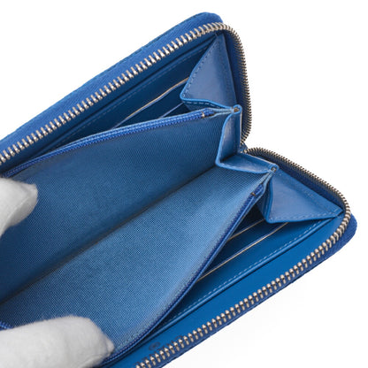 CHANEL Matelasse Round Long Wallet Caviar Skin Blue Silver-Tone Hardware, Pre-Owned