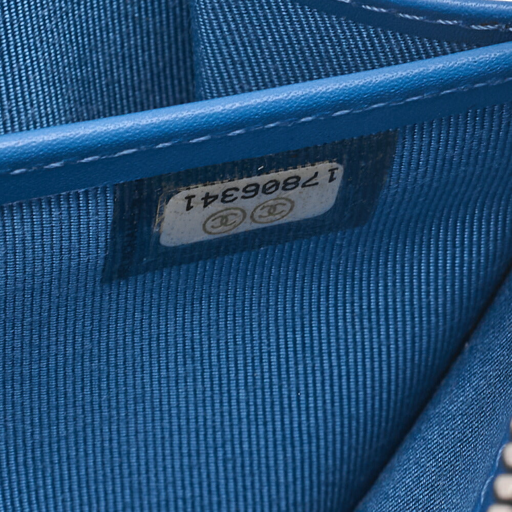 CHANEL Matelasse Round Long Wallet Caviar Skin Blue Silver-Tone Hardware, Pre-Owned