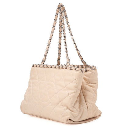 CHANEL Chain Tote Bag Cocomark Matelasse Luxury Line Light Pink Silver-Tone Hardware, Pre-Owned