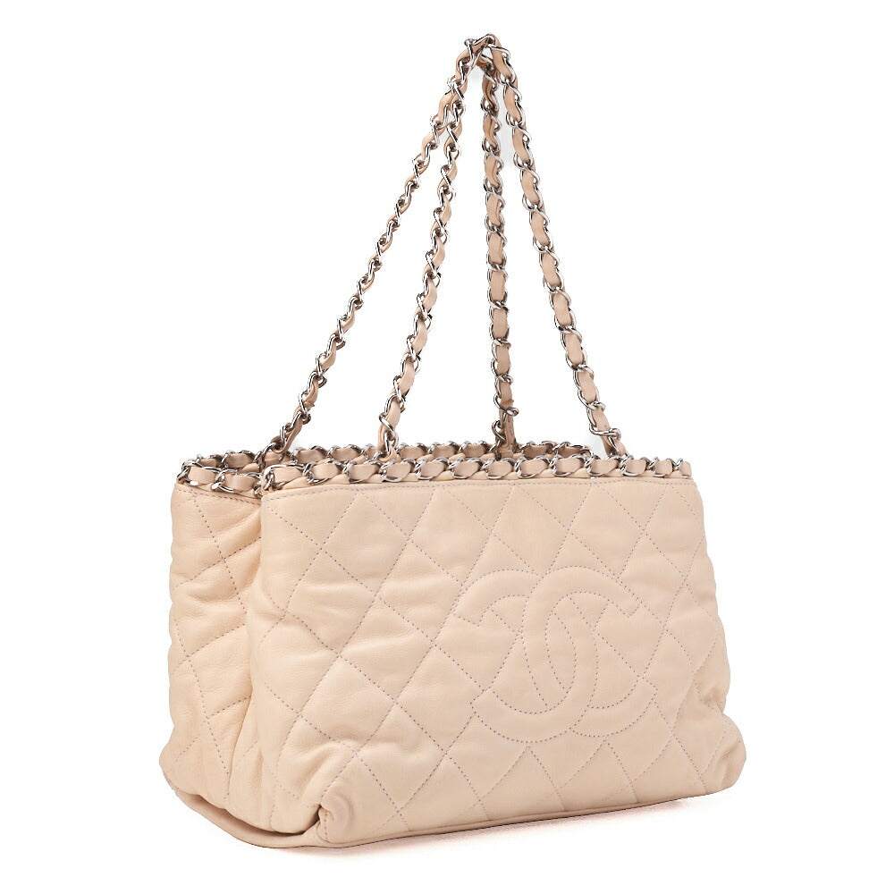CHANEL Chain Tote Bag Cocomark Matelasse Luxury Line Light Pink Silver-Tone Hardware, Pre-Owned