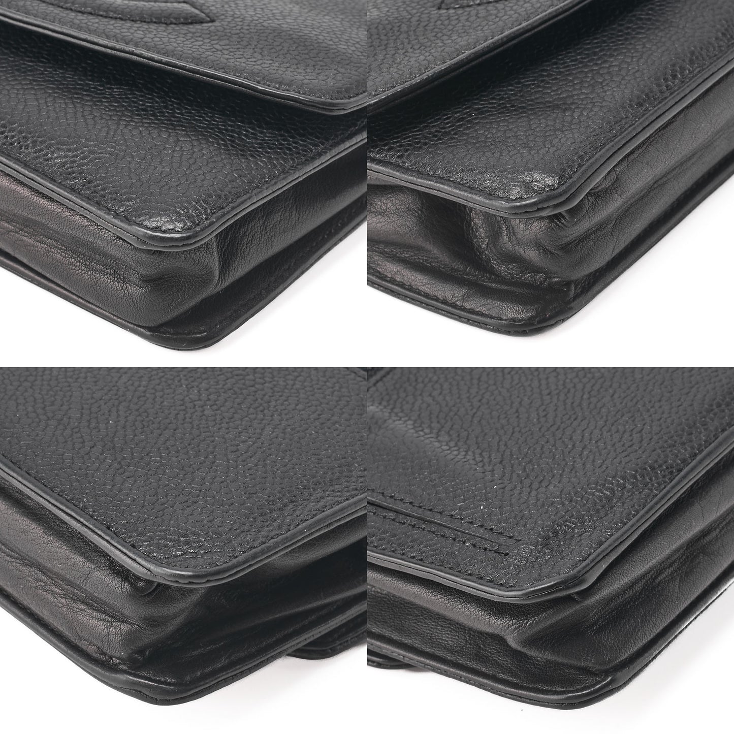 CHANEL Chain Shoulder Bag Push Lock Cocomark Chain Wallet Caviar Skin Black Gold-Tone Hardware, Pre-Owned