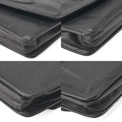 CHANEL Chain Shoulder Bag Push Lock Cocomark Chain Wallet Caviar Skin Black Gold-Tone Hardware, Pre-Owned