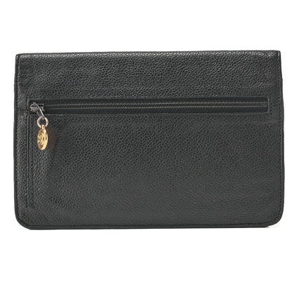 CHANEL Chain Shoulder Bag Push Lock Cocomark Chain Wallet Caviar Skin Black Gold-Tone Hardware, Pre-Owned