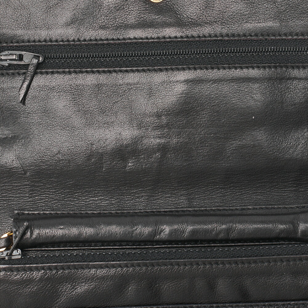 CHANEL Chain Shoulder Bag Push Lock Cocomark Chain Wallet Caviar Skin Black Gold-Tone Hardware, Pre-Owned