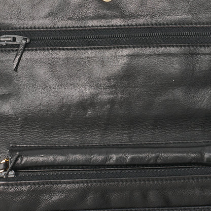 CHANEL Chain Shoulder Bag Push Lock Cocomark Chain Wallet Caviar Skin Black Gold-Tone Hardware, Pre-Owned