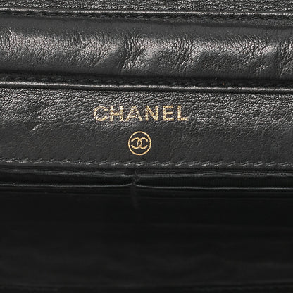CHANEL Chain Shoulder Bag Push Lock Cocomark Chain Wallet Caviar Skin Black Gold-Tone Hardware, Pre-Owned