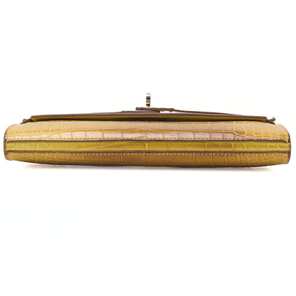 HERMES Kelly Wallet 2-Fold Long Wallet Alligator Mimosa Misasa Silver-Tone Hardware, Pre-Owned