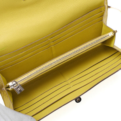 HERMES Kelly Wallet 2-Fold Long Wallet Alligator Mimosa Misasa Silver-Tone Hardware, Pre-Owned