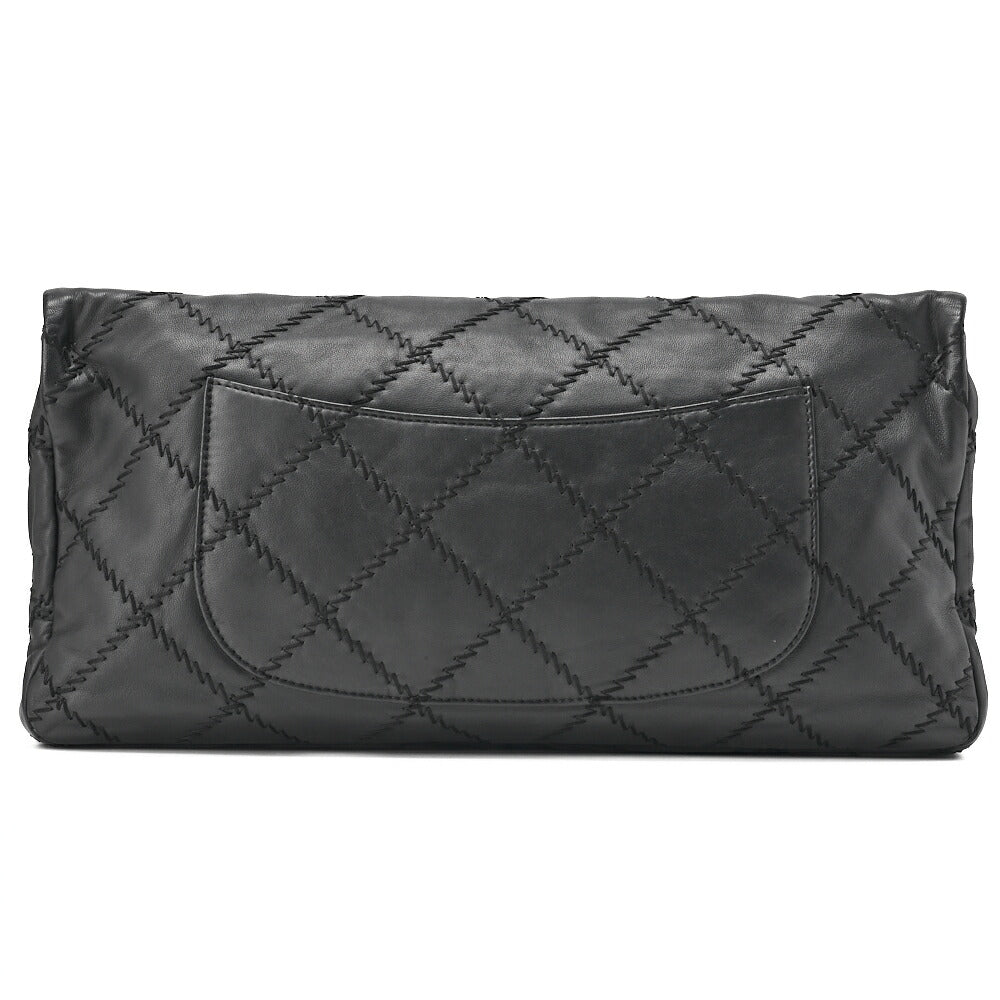 CHANEL Ultra Stitch Coco Mark Chain Shoulder Bag Single Flap Lambskin Black Silver-Tone Hardware, Pre-Owned