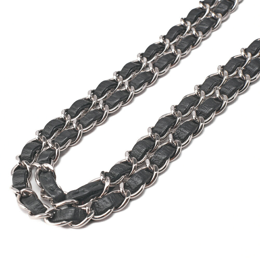 CHANEL Ultra Stitch Coco Mark Chain Shoulder Bag Single Flap Lambskin Black Silver-Tone Hardware, Pre-Owned