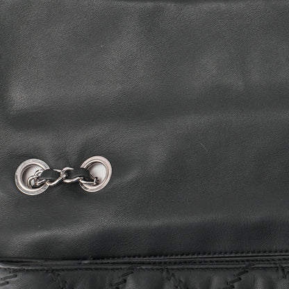 CHANEL Ultra Stitch Coco Mark Chain Shoulder Bag Single Flap Lambskin Black Silver-Tone Hardware, Pre-Owned