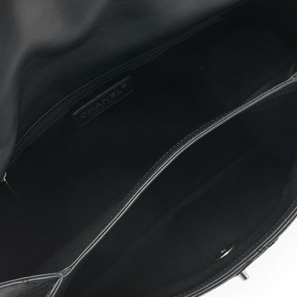 CHANEL Ultra Stitch Coco Mark Chain Shoulder Bag Single Flap Lambskin Black Silver-Tone Hardware, Pre-Owned