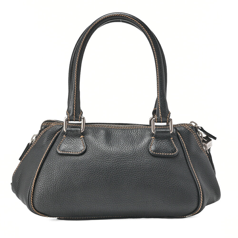 CHANEL Tote Bag Logo Fringe Leather Black Silver-Tone Hardware, Pre-Owned