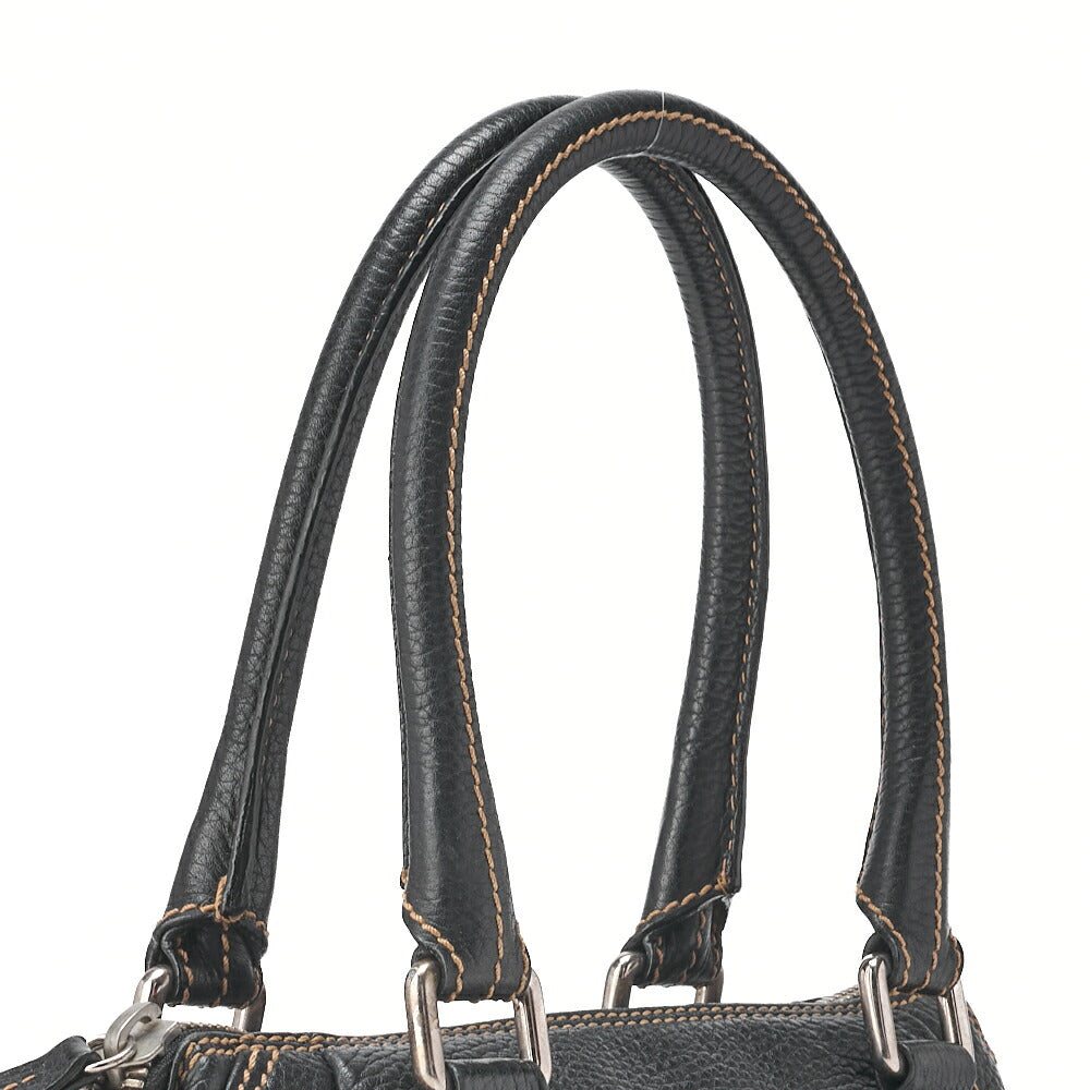 CHANEL Tote Bag Logo Fringe Leather Black Silver-Tone Hardware, Pre-Owned