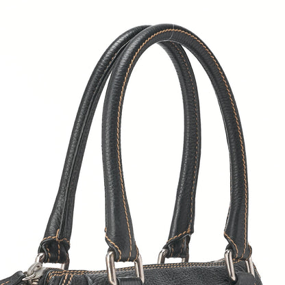 CHANEL Tote Bag Logo Fringe Leather Black Silver-Tone Hardware, Pre-Owned